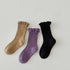 Solid color double stitch lace children's socks agaric curling girl socks