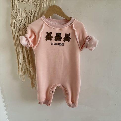 Children's climbing clothes winter clothes plus velvet warm baby jumpsuit
