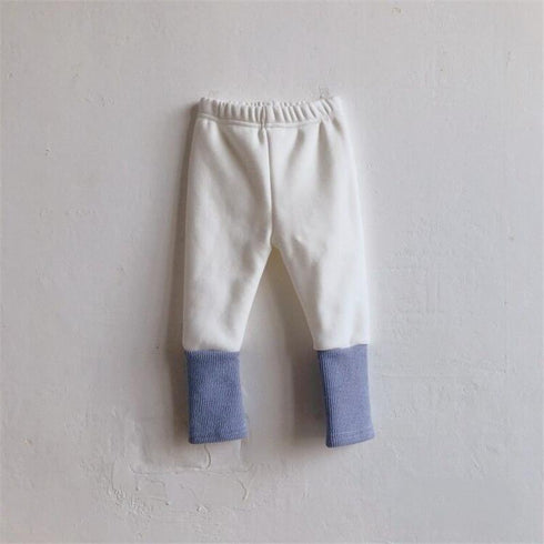 Infant plus velvet leggings stitching warm plus velvet pants