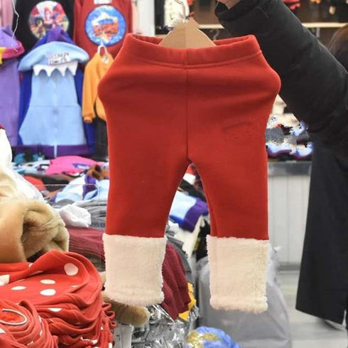 New Year's cute Santa Claus wave dot pullover long sleeve warm heart sweater plus velvet pants