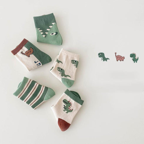 Dinosaur baby socks striped letter color matching socks