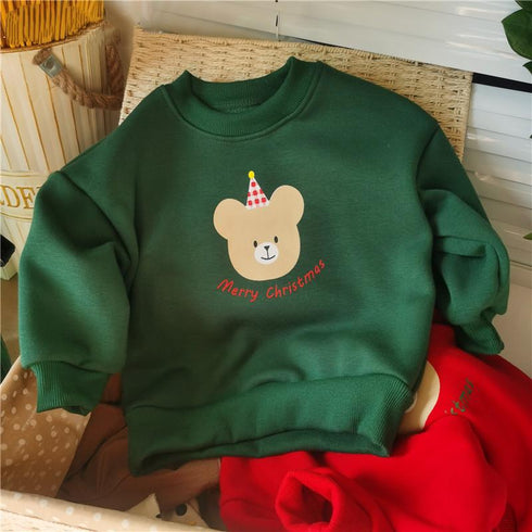 Christmas baby plus velvet sweater red cartoon bear jacket
