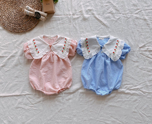 Large Lapel Creeper Summer Short Sleeve Jumpsuit