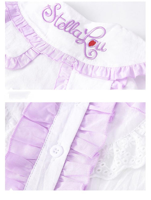 Girls New Short Sleeve Skirt Suit Girls Pleated Skirt Academy Style Princess Suit