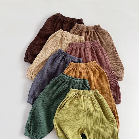 Double Layer Cotton Sand Anti Mosquito Pants Children's Summer Retro Cotton Pants