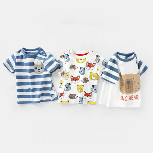 Summer New Baby Boy Short Sleeve T-shirt Boy Half Sleeve Cartoon Printed Jacket Cotton Comfortable