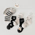 Black and white baby bear socks striped letter color matching socks