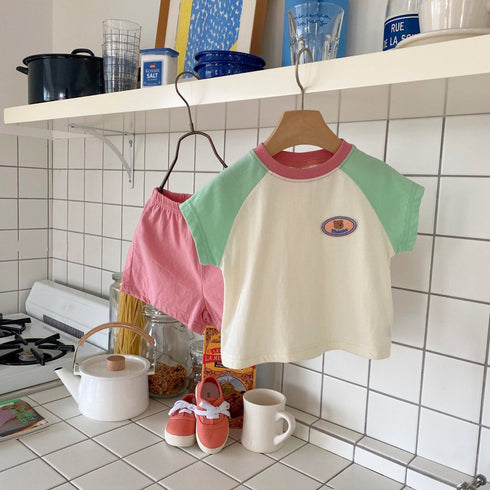 Children's Short Sleeve Set Contrast Two Piece Set
