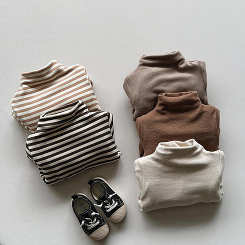 Children's Velvet Backing Shirt Half High Neck Thickened Warm Joker Top