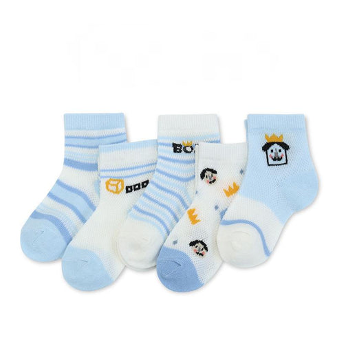 Five Pairs Of Children's Breathable Cartoon Mesh Socks