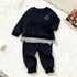 Sports suit retro smiley face stitching suit brother and sister suit
