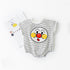 Striped Cartoon Embroidered Triangle Creeper Baby Short Sleeve Fart Suit