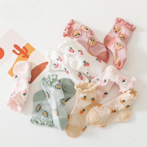 Children's Cartoon Fruit Crimped Socks