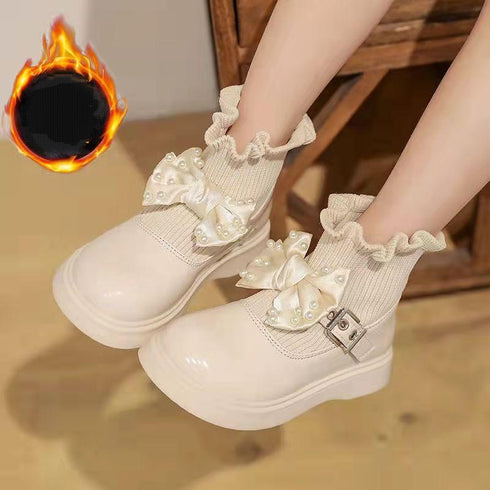Casual Girl's Wear-Resistant High-Top Princess Shoes