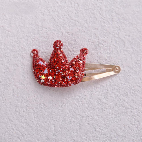 Children's Cartoon Hairpin Cloth Sequin Small Crown 4-color Lovely Princess Side Clip Banger