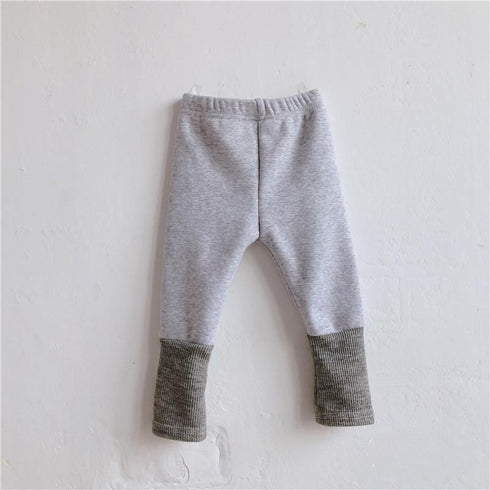 Infant plus velvet leggings stitching warm plus velvet pants