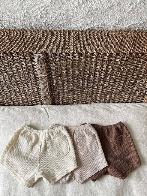 Strawberry Printed Waffle Shorts Thin Baby Cotton Pants