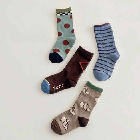 Retro wave baby socks squirrel wave point color matching socks