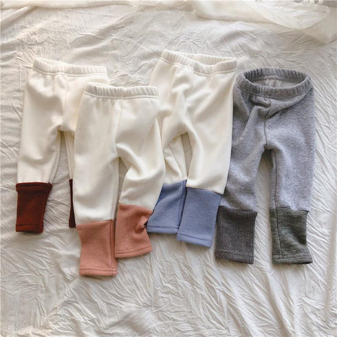 Infant plus velvet leggings stitching warm plus velvet pants