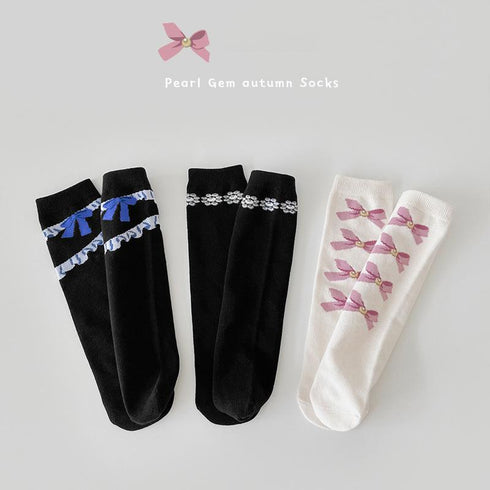 Bow baby socks flower color matching socks
